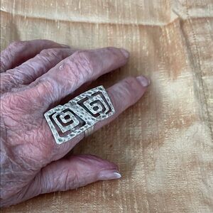 Silver Geometric Statement Ring